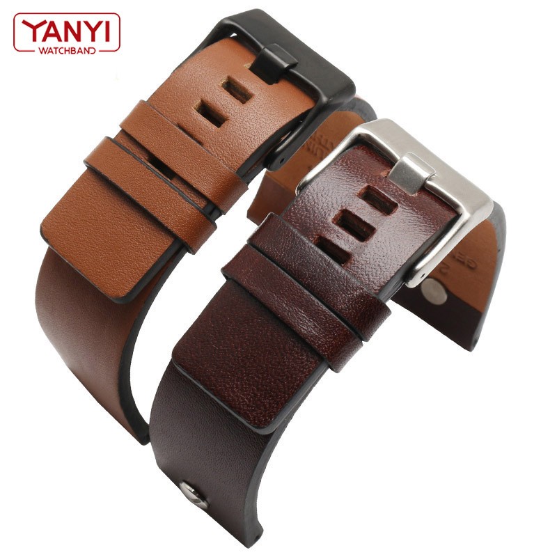 Genuine Leather Watchband Bracelet 22 24 26 28 30mm Watch Strap with Rivet for Diesel DZ7406 DZT2009 DZ7413 DZ7257 Watch Band