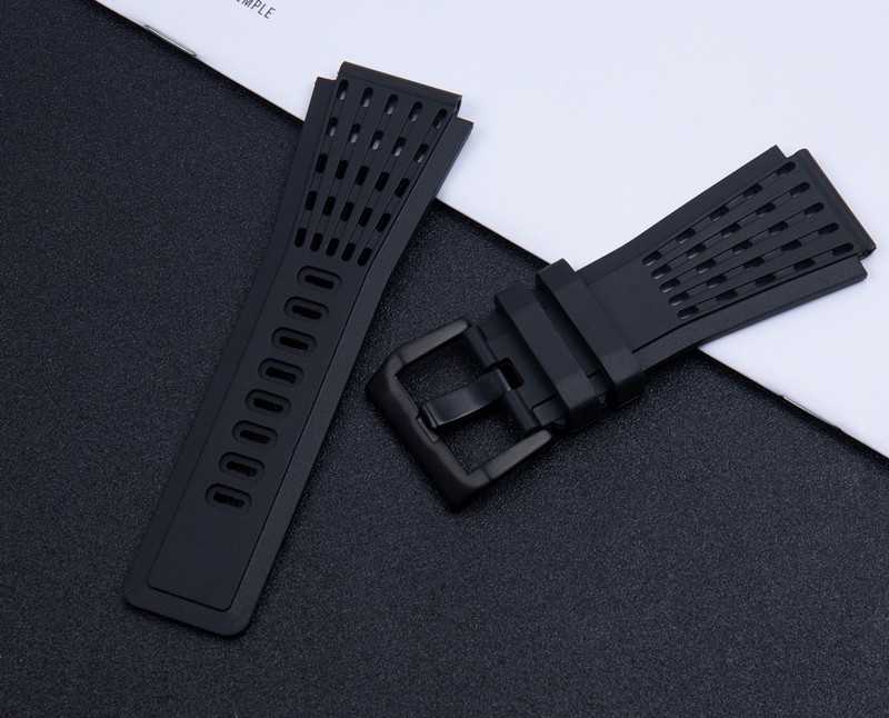 Brand Quality Soft Dustproof 34mm*24mm Black Silicone Rubber Watchband for Bell Watch Strap Ross BR01 BR03 Bracelet Strap