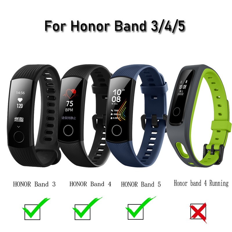 For Huawei Honor Band 4 / 5 Strap Two Colors Silicone Sport Wristband Replacement Band 5 Sport Bracelet Honor Band 5 Watches