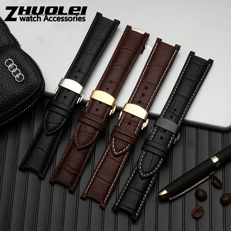 Genuine leather watchband for GC wristband 22*13mm 20*11mm engraved strap with butterfly stainless steel buckle