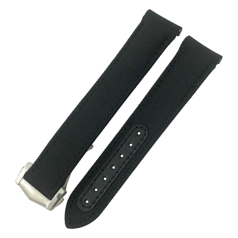 19mm 20mm 21mm High Quality Nylon Fabric Cowhide Watchband For Omega Seamaster AT150 De Ville Speedmaster Curved Watch Strap