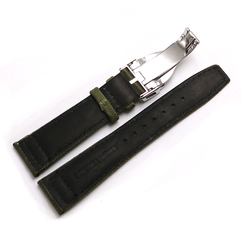 CARLYWET - Leather Watch Strap, Premium Nylon Fabric, High Quality, Watch Strap with Tudor Deployment Buckle, 20, 21, 22mm
