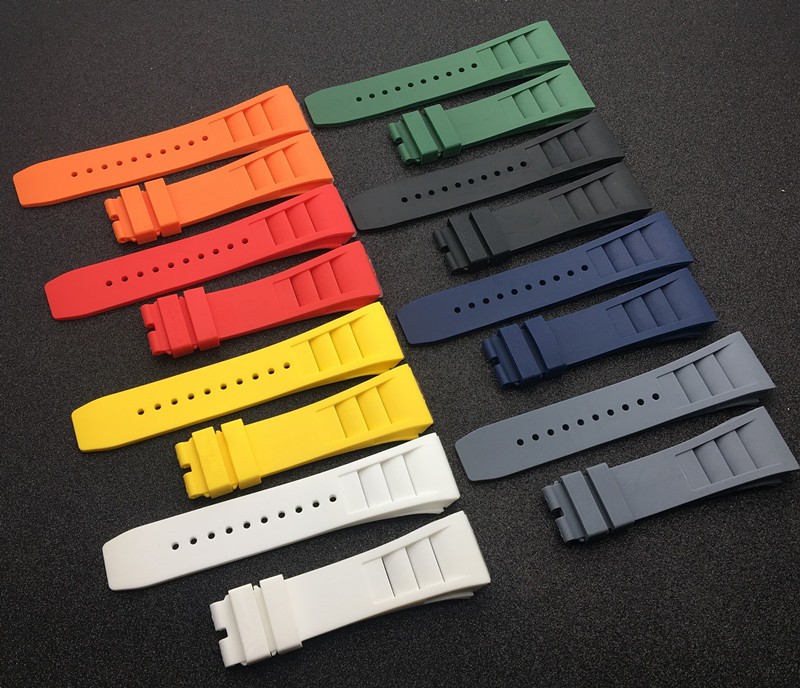 Top Quality Imported Nature Soft Silicone Rubber Black Watchband Watch Band For Mille Strap For Strap RM-011 For Richard Strap