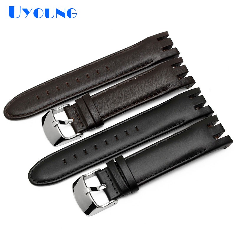 High Quality Genuine Leather Watch Strap For Swatch YRS403 412 402G Watch Band 21mm Watchband Men Curved End Watches Bracelet