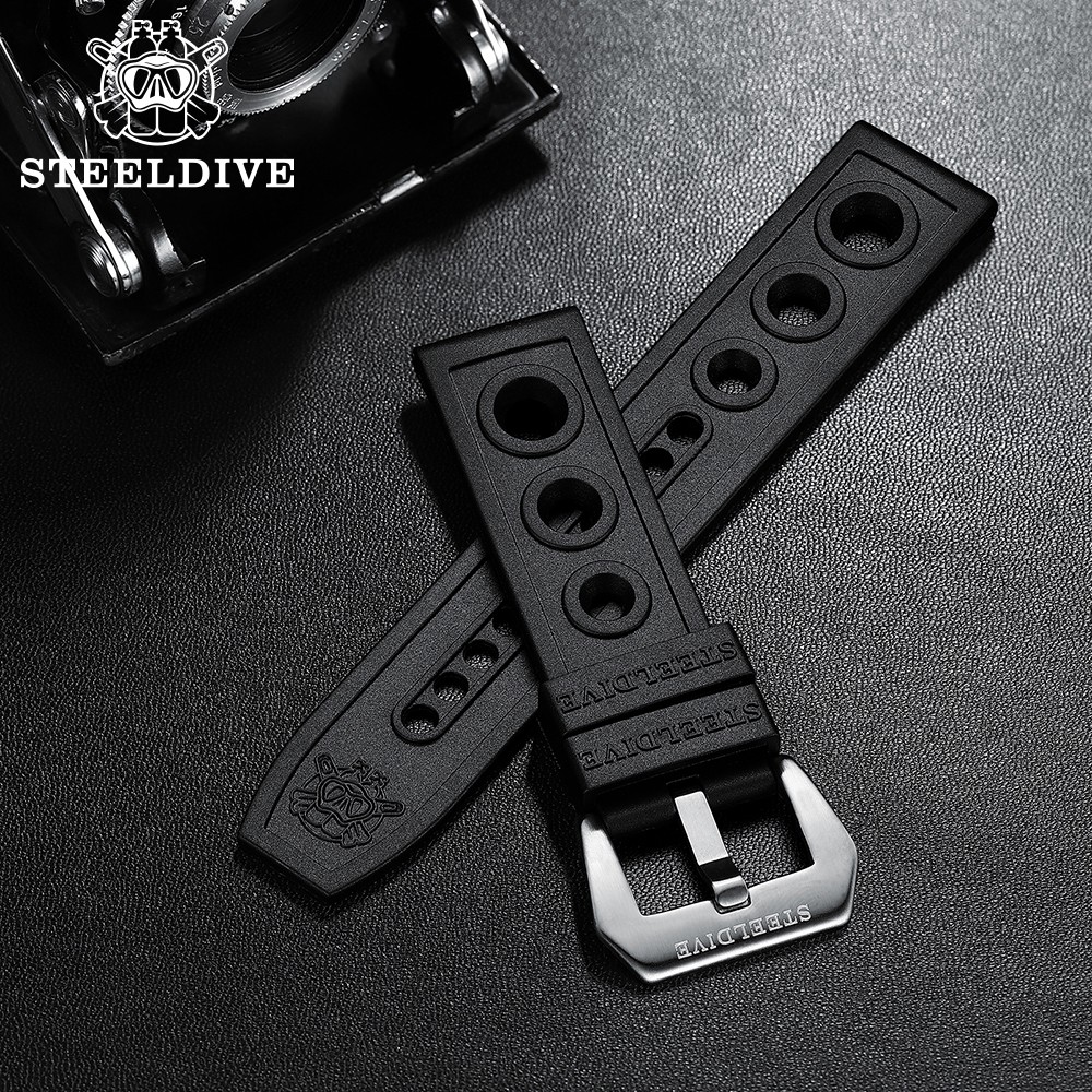 Steeldave Automatic Mechanical Strap 20mm Replacement Watch Bands Automatic Watch Bracelets Diving Watches Waffle Strap 20/22mm