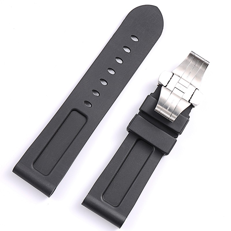 High Quality 22 24mm Rubber Watchband For Panerai Pam Black Sport Waterproof Watch Strap Strap Wristband Logo Silicone On