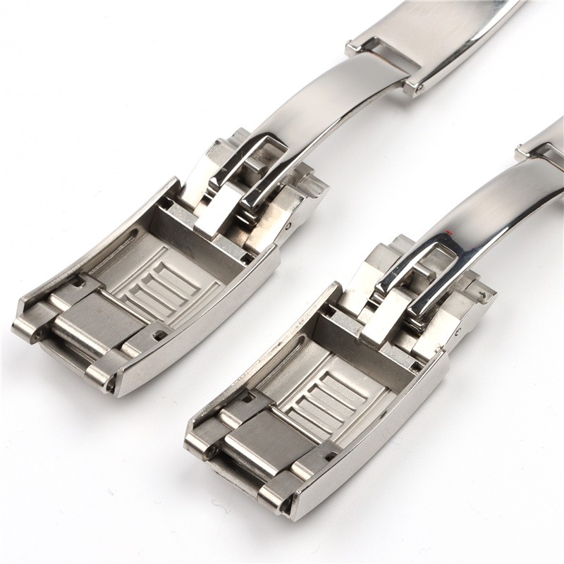 9mm Stainless Steel Folding Glide Buckle Lock Fit For Rolex Submariners Oysterflex Daytona GMT Watch Band Strap Deploying Clasp