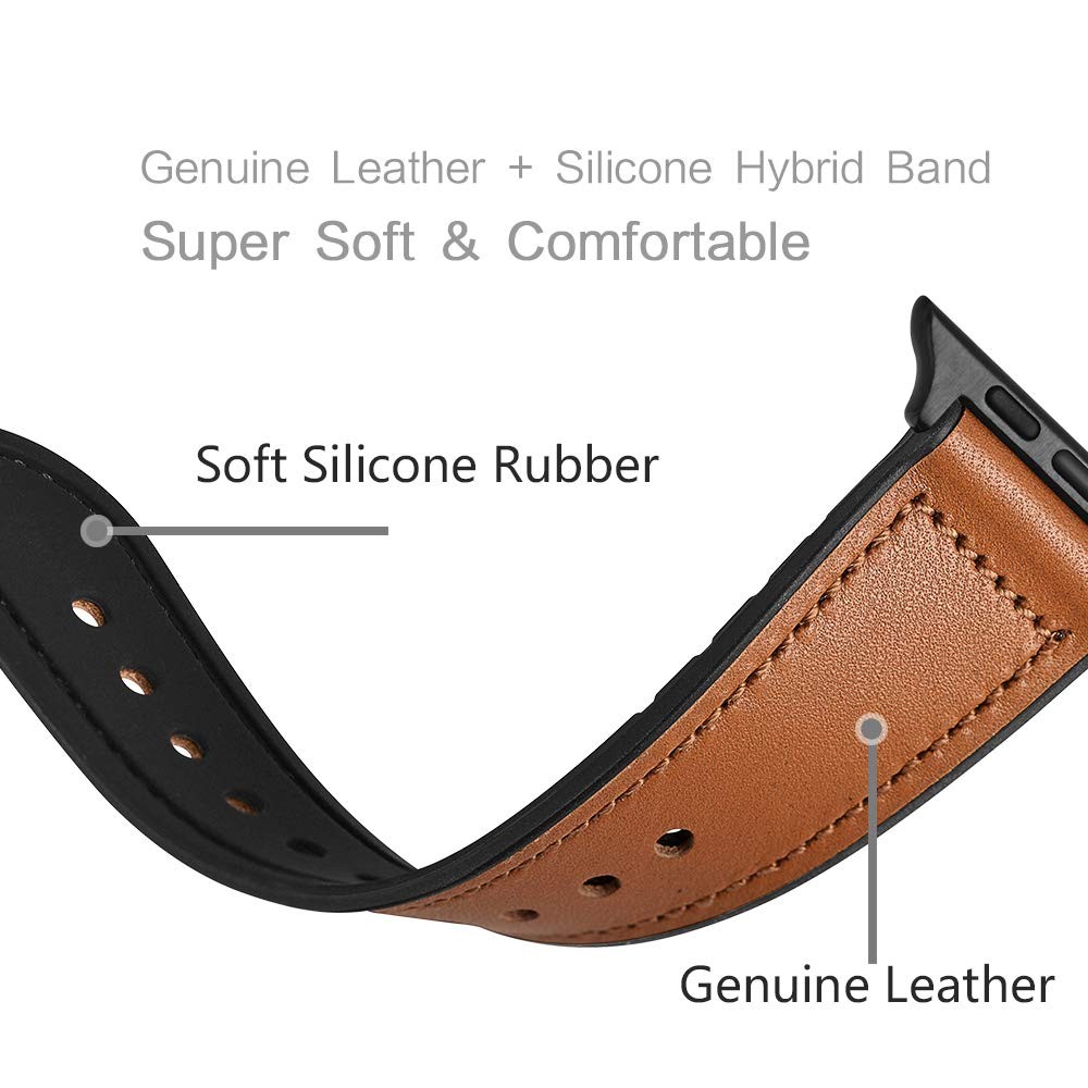 Silicone leather strap for apple watch, 44mm 40mm strap for iwatch 38mm 42mm, Apple watch series 6 5 4 3 SE 2 1 watch band