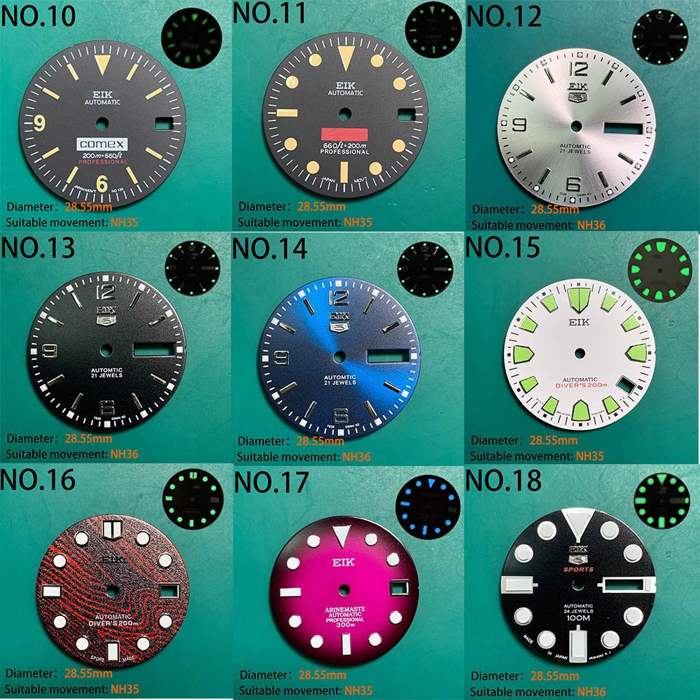 Nh35 watch double dial new C3 luminous modified craft watch skx007 SKX006 small millimeter 28.5mm abalone nh35 universal