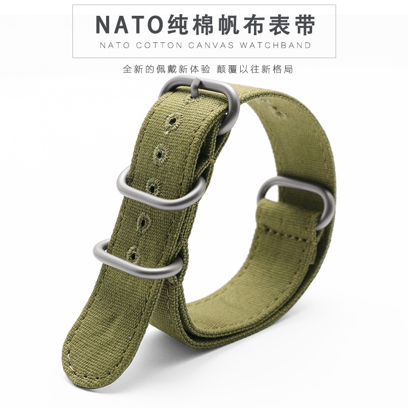 High Duty Quality Watchband 20mm 22mm 24mm 26mm Black Army Green Zulu NATO Nylon Canvas Canvas Watch Strap Black Silver Buckle