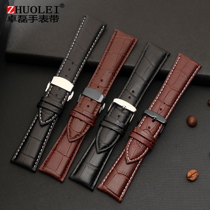 Watch Strap 23mm 24mm 26mm 28mm Big Width Black Brown Mens Crocodile Genuine Leather Watch Strap Band Bracelets Free Shipping