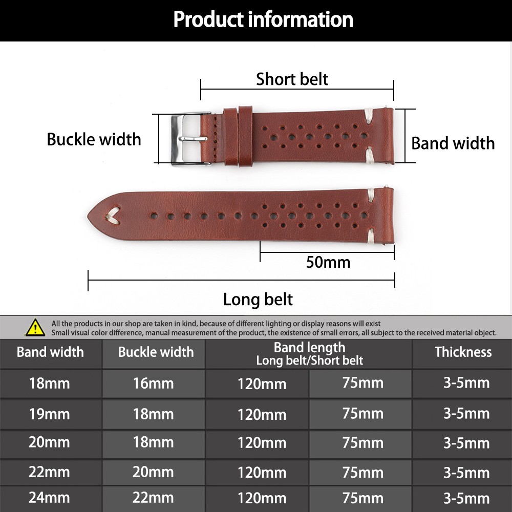 Onthelevel Leather Watch Strap 18mm 20mm 22mm 24mm Durable Coffee Brown Color Watch Band Quick Release Watch Straps Replacement