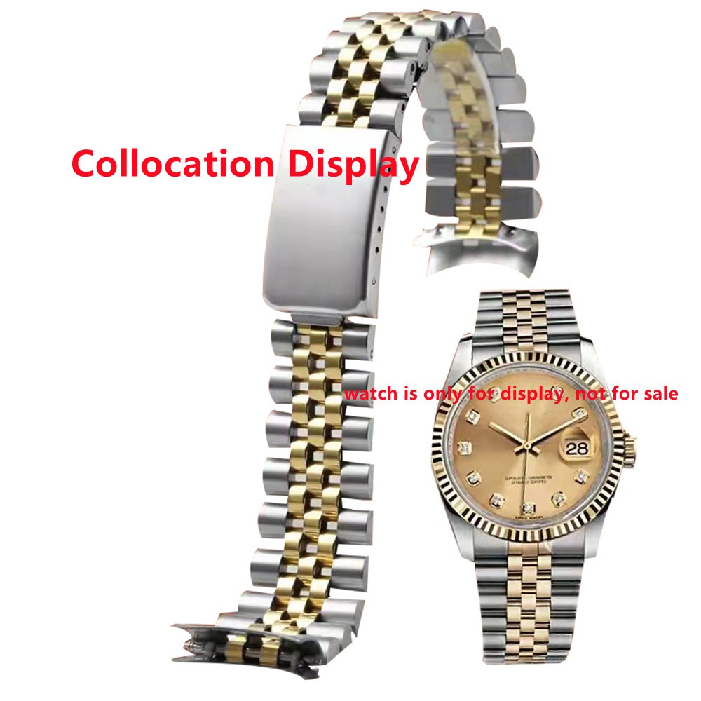 18mm 19mm 20mm 316L Stainless Steel Sliver Gold Jubilee Watch Strap Band Bracelet Compatible for Seiko5 Rolex Watch