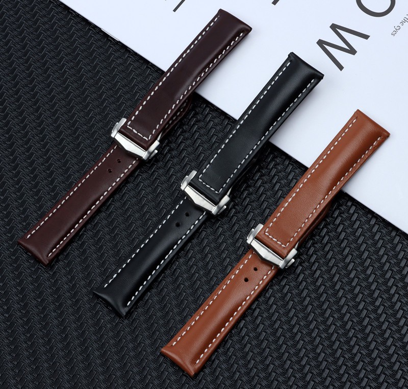 20mm Genuine Cow Leather Watch Band for Omega Watch Band Seamaster 300 De Ville AT150 Aqua Terra 150 Watchband Deploying Buckle Tool