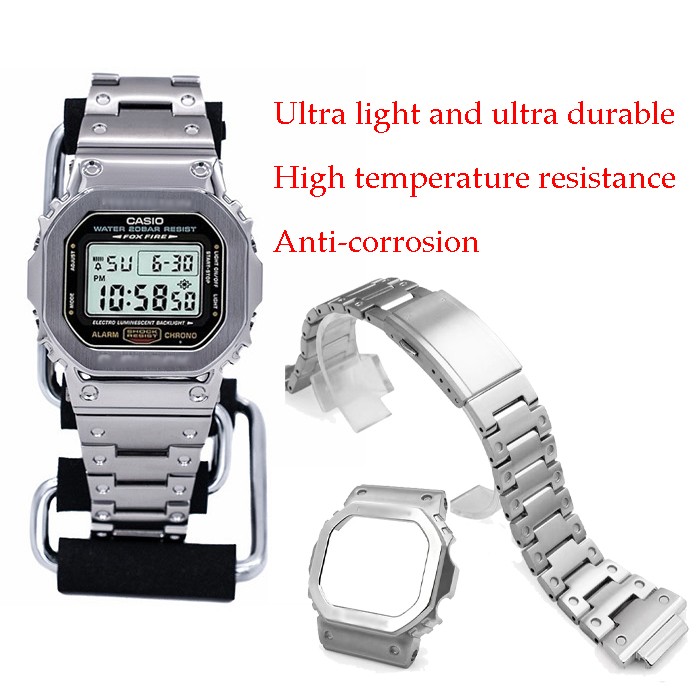 Titanium Alloy Bezel+Band for Casio G-shock DW5600 GW5600 DW5000/5035 Metal Watch Strap Case for GW-M5610/5600 Mod with Tools