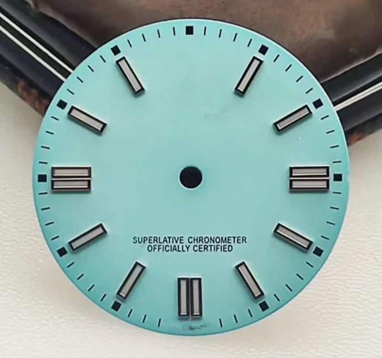 28mm blue luminous watch dial for ETA2824/2836 8215/8200 2813 movement with R logo