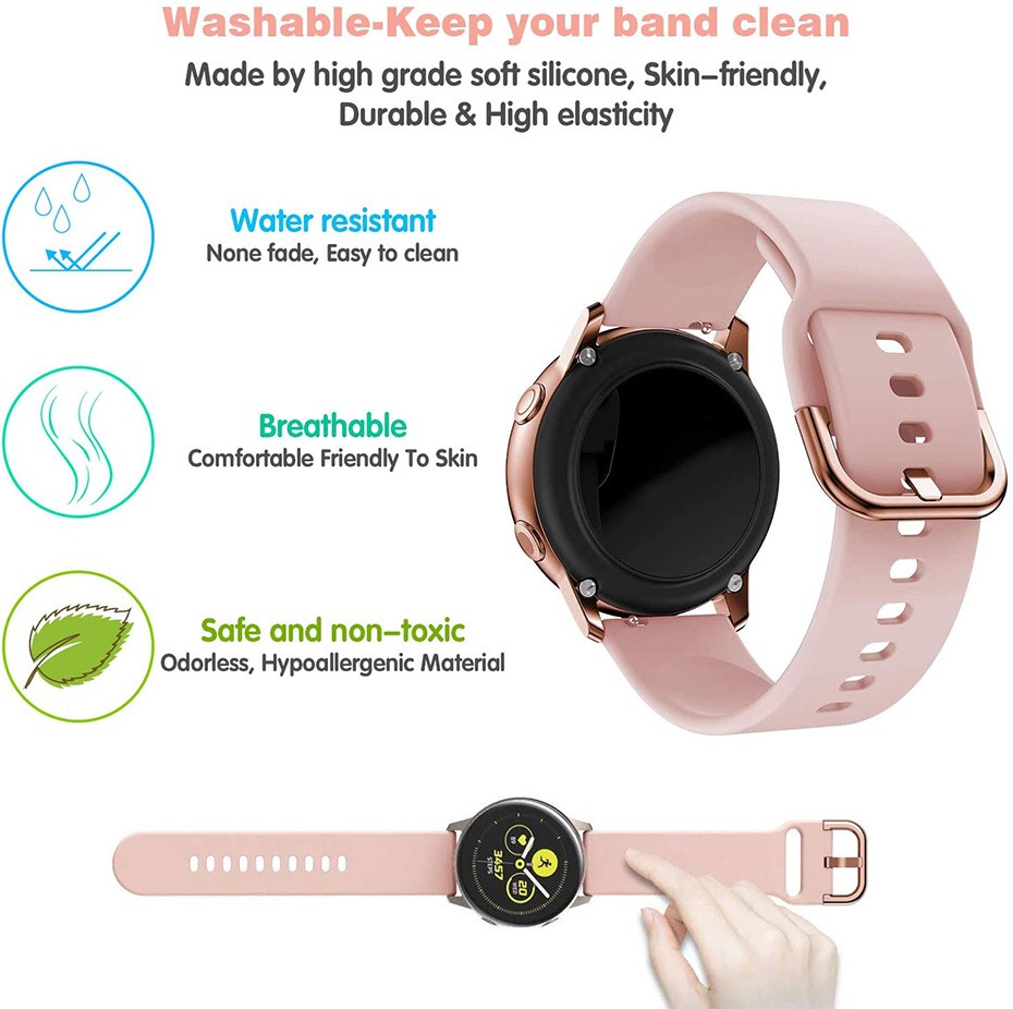 Silicone Strap for Samsung Galaxy Watch Active 2 Bands 44mm 40mm Strap Bracelet Gear S2 Classic Amazfit Bip GTR 42mm Smart Strap