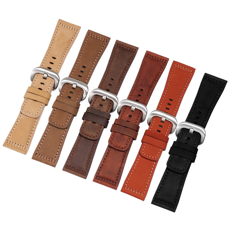 Frosted Genuine Leather Watchband 28mm Black Brown Strap Replacement Strap for S2 M2 P3 T2 Series Retro Watch Series