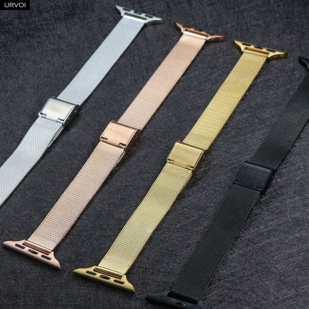 URVOI Band For Apple Watch Series 7 6 SE 5 4321 Slim Milanese Buckle Mesh Wrist Strap For iWatch Classic Stylish Design 41 45mm