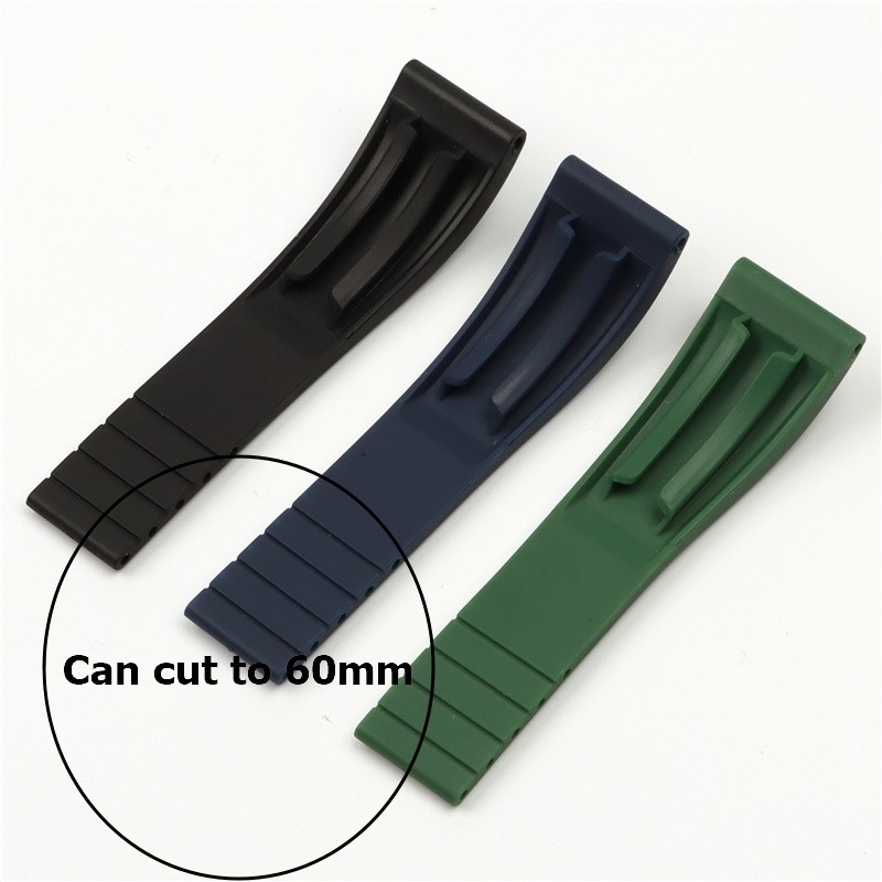 High Quality 20mm Natural Soft Silicone Rubber Watch Strap For Rolex Watch Band Daytona Submariner GMT Bracelet OYSTERFLEX Folding Clasp