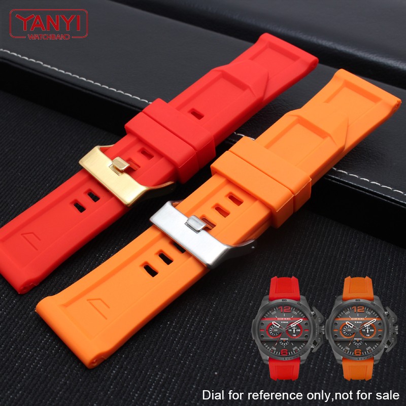 Silicone Rubber Bracelet Watch Band 26mm For Diesel DZ4496 DZ4427 DZ4487 DZ4323 DZ4318 DZ4305 Watchband Man Watches Strap