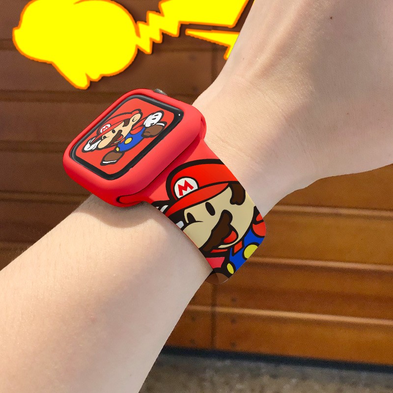 Super Mario Pokemon Silicone Strap for Apple Watch Band 44mm 40mm 38mm 42mm Silica Gel Watchband Accessories Iwatch 3 4 5 6 7