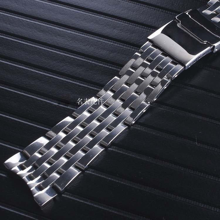 22 24mm high quality stainless steel silver polished watchband for breitling navitimer wristband deployment clasp logo on