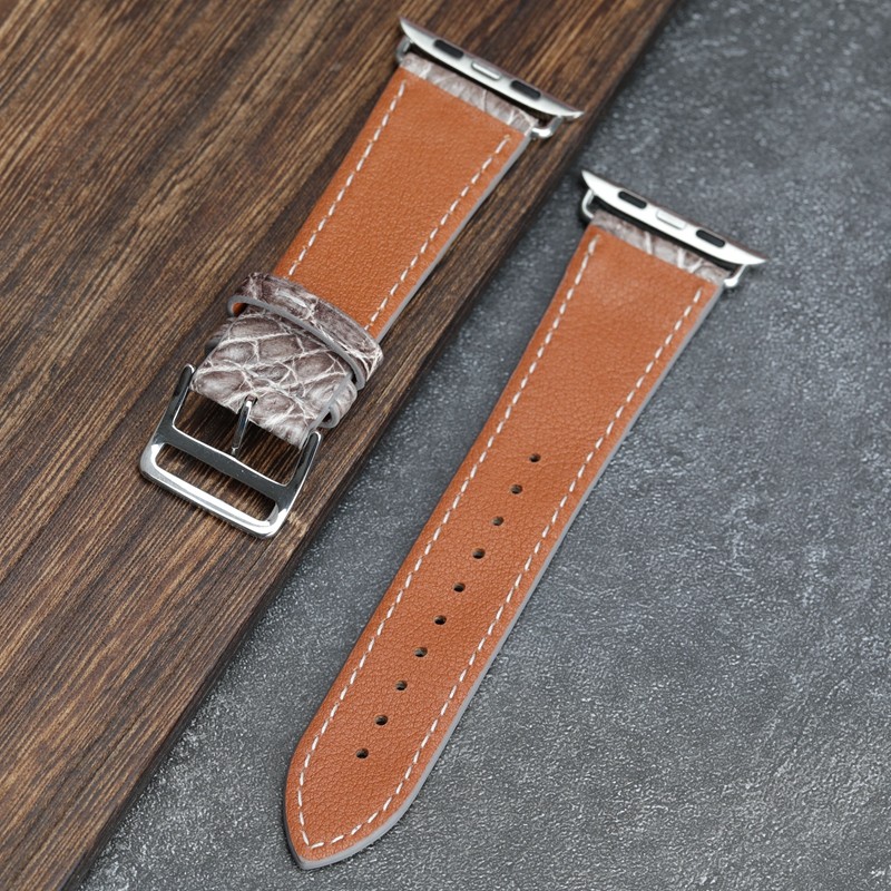 Handmade Himalayan White Crocodile Leather Watchband 44mm 42mm 40mm Suitable for Iwatch Leather Strap Soft