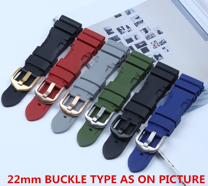 22mm 24mm 26mm Silicone Black Green Blue Red Gray Rubber Watch Band Replacement for Panerai Strap Watch Band Watchband Pin Buckle