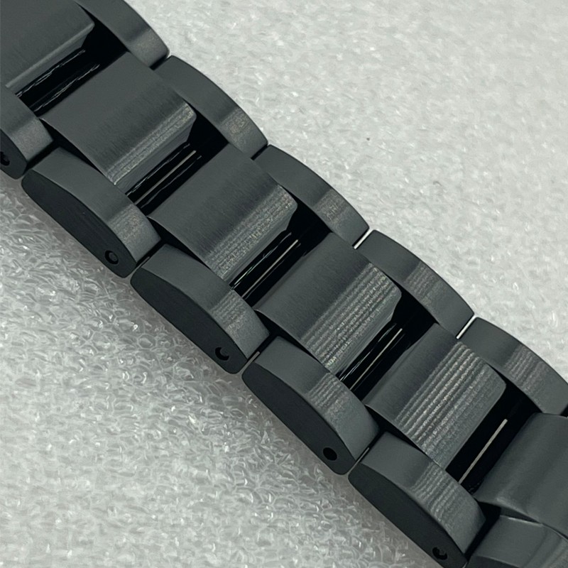 Solid 20mm Width Sterile Black PVD Coated Watchband Stainless Steel Folding Clasp Suitable for SPB185/187 Watches