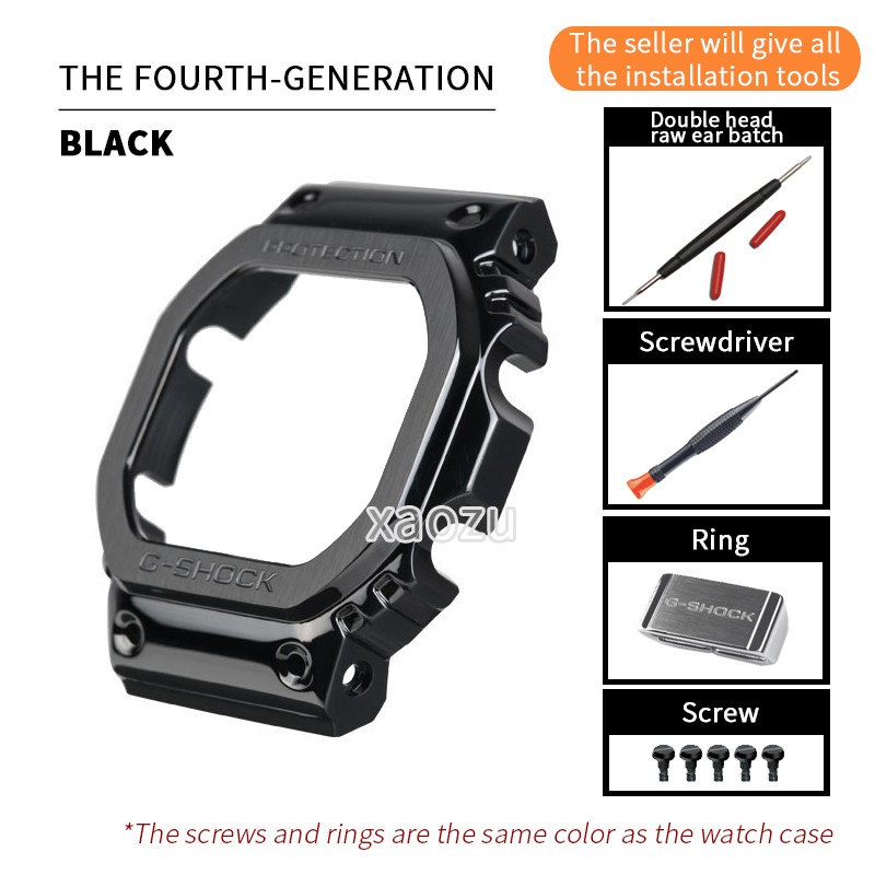 XAOZU Metal Watch Band Bezel Strap DW5600 G5600E DW5000/5035 Stainless Steel Watchband Frame Bracelet Accessory with RepairTools