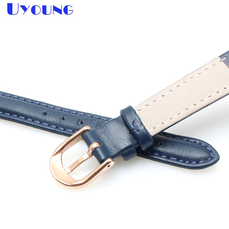 Women's Genuine Leather Watch Band, 14mm, 16mm, 18mm, 20mm, Soft, Simple, Leather, Blue