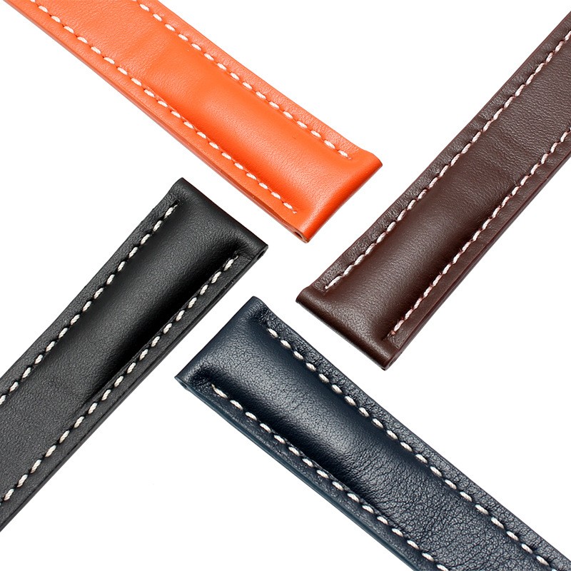 Soft Leather Watch Straps, 20mm, 22mm, 24mm Breitling Watch Strap, Leather, Black, Brown, Blue