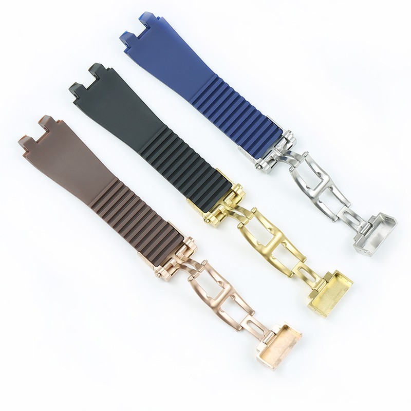 Men's silicone watch strap, silicone watch accessories, folding clasp, double pressure, 26mm, Athena, Ulysse, Nardin