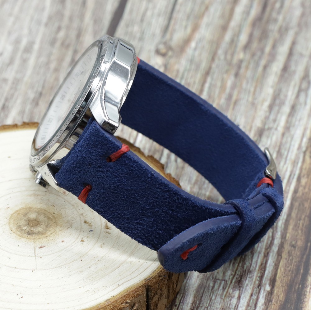 Genuine suede leather antique watch band 18mm 20mm 22mm 24mm high quality royal blue watch strap for men women watches