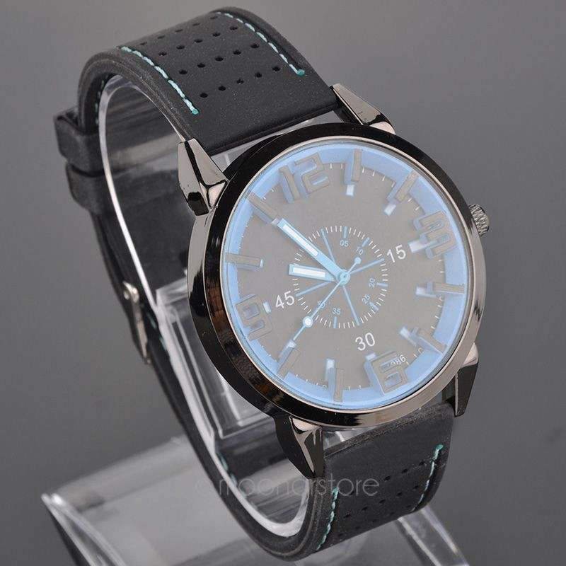 New men's watches quartz watch with rubber strap watch band wristwatch for men's watch