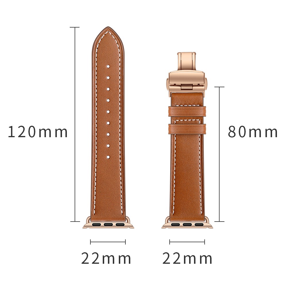 Butterfly Clasp Strap for Apple Watch Band 45mm 41mm 44mm 40mm 42mm 38mm Genuine Leather Korea Bracelet iWatch 4 5 6 se 7 band