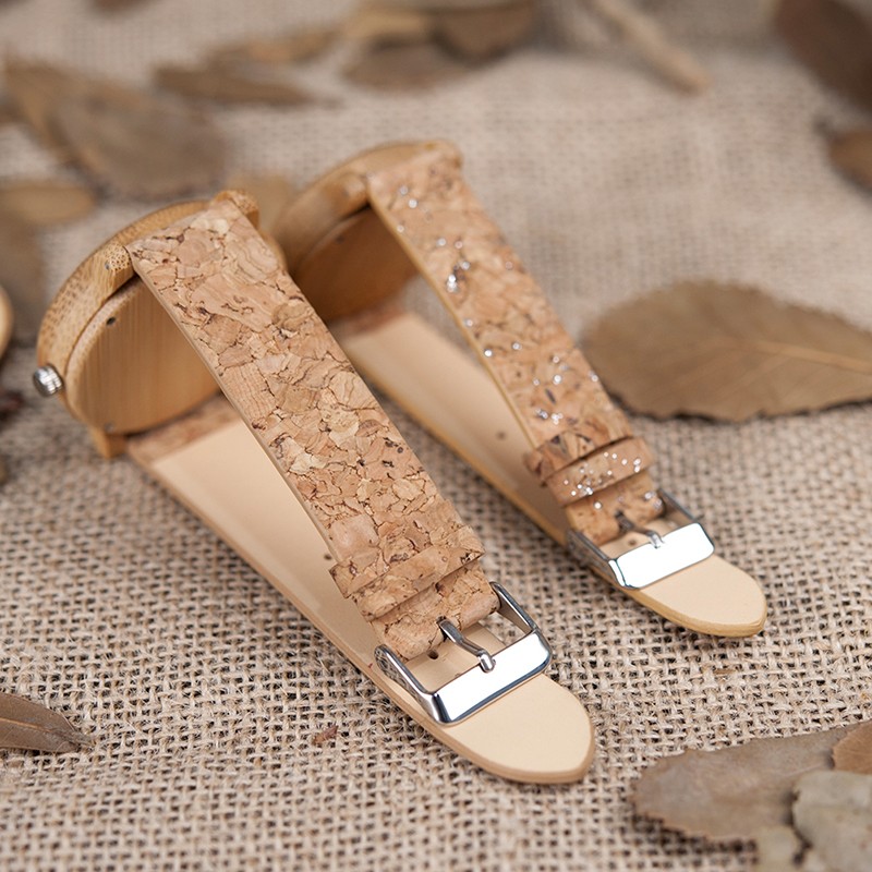 BOBO Bird Couple Watches Lovers Wooden Watches Handmade Cork Strap Fashion Bamboo Quartz Man Wristwatch Customized Logo