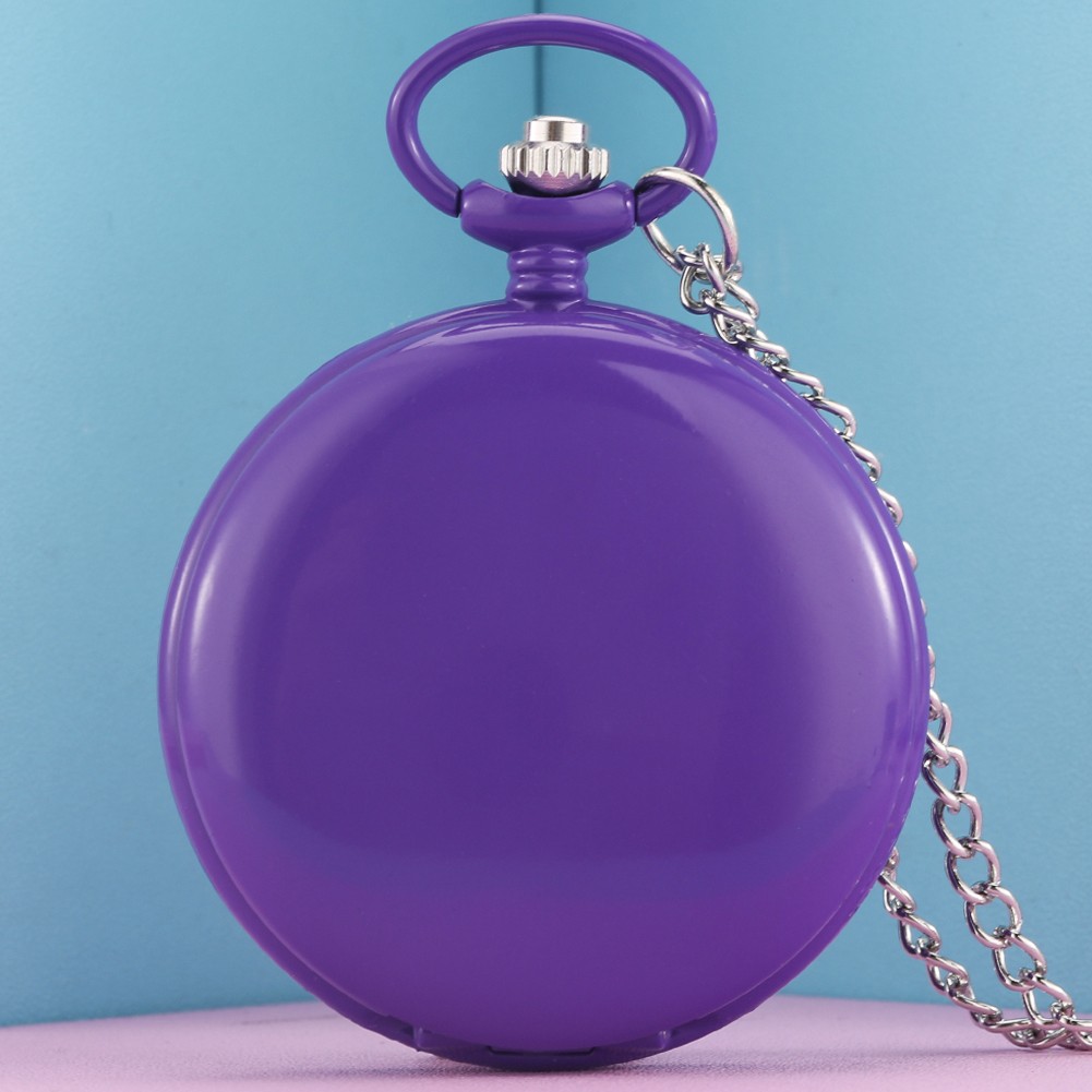 2022 new luxury purple smooth on both sides temperament solid thin quartz pocket watch unique series birthday gift for girlfriend