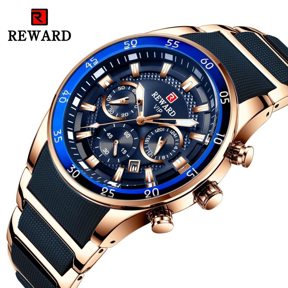 BONUS - Men's Watch, Chronograph, Silicone, Steel, Quartz, Water Resistant, Male