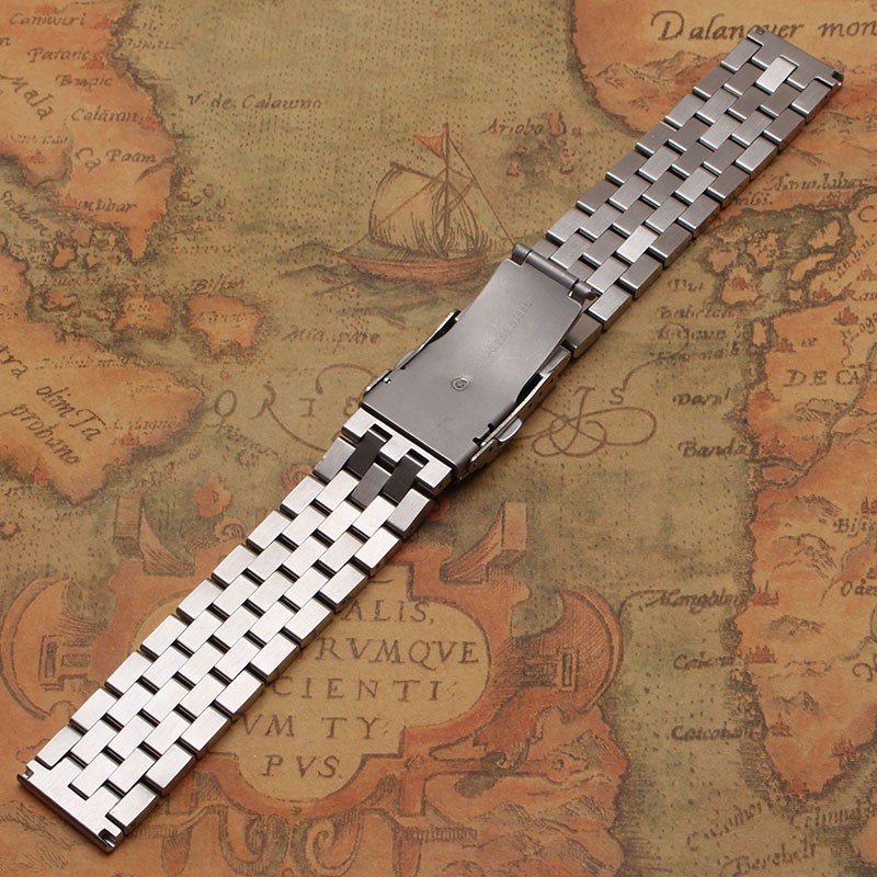 18mm 20mm 22mm 24mm 26mm Silver Solid Stainless Steel Replacement Watch Band Straps Folding Clasp With Safety Buckle Mens Women