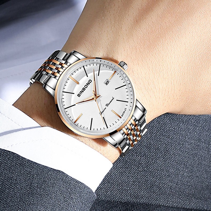 Luxury Brand Male Calendar Quartz Watch Men Business Watches Luminous Stainless Steel Waterproof Clock Relogio Masculino