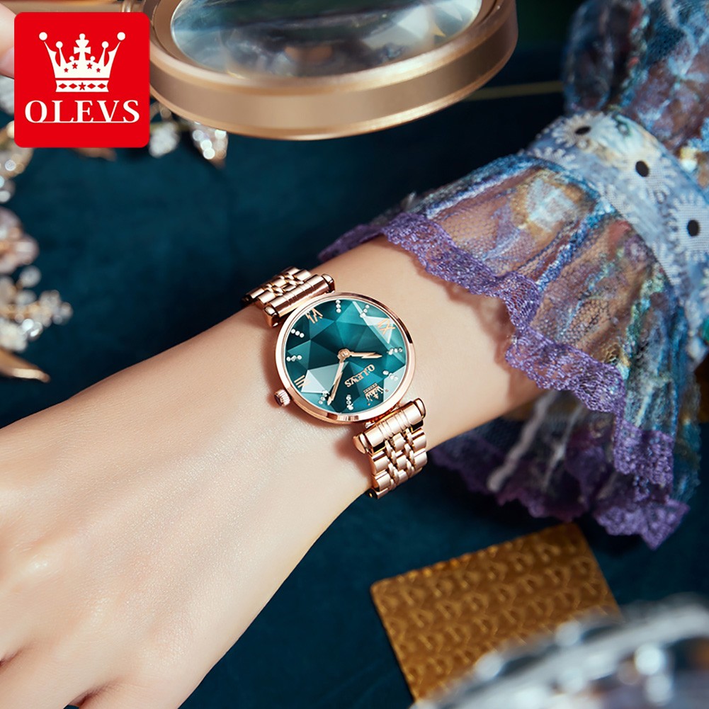 OLEVS Top Brand 2022 Women Fashion Luxury Quartz Watch Waterproof Stainless Steel Wristwatch For Women Fashion Female Gift Set