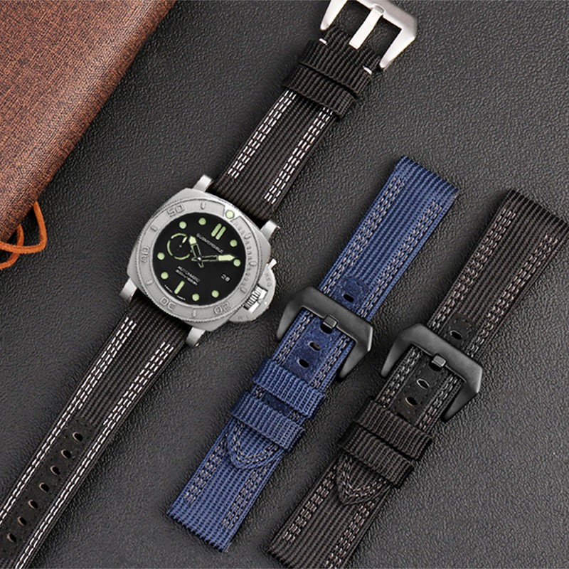 Thick Nylon Watch Band For Men's Watch Canvas Leather Business Watches