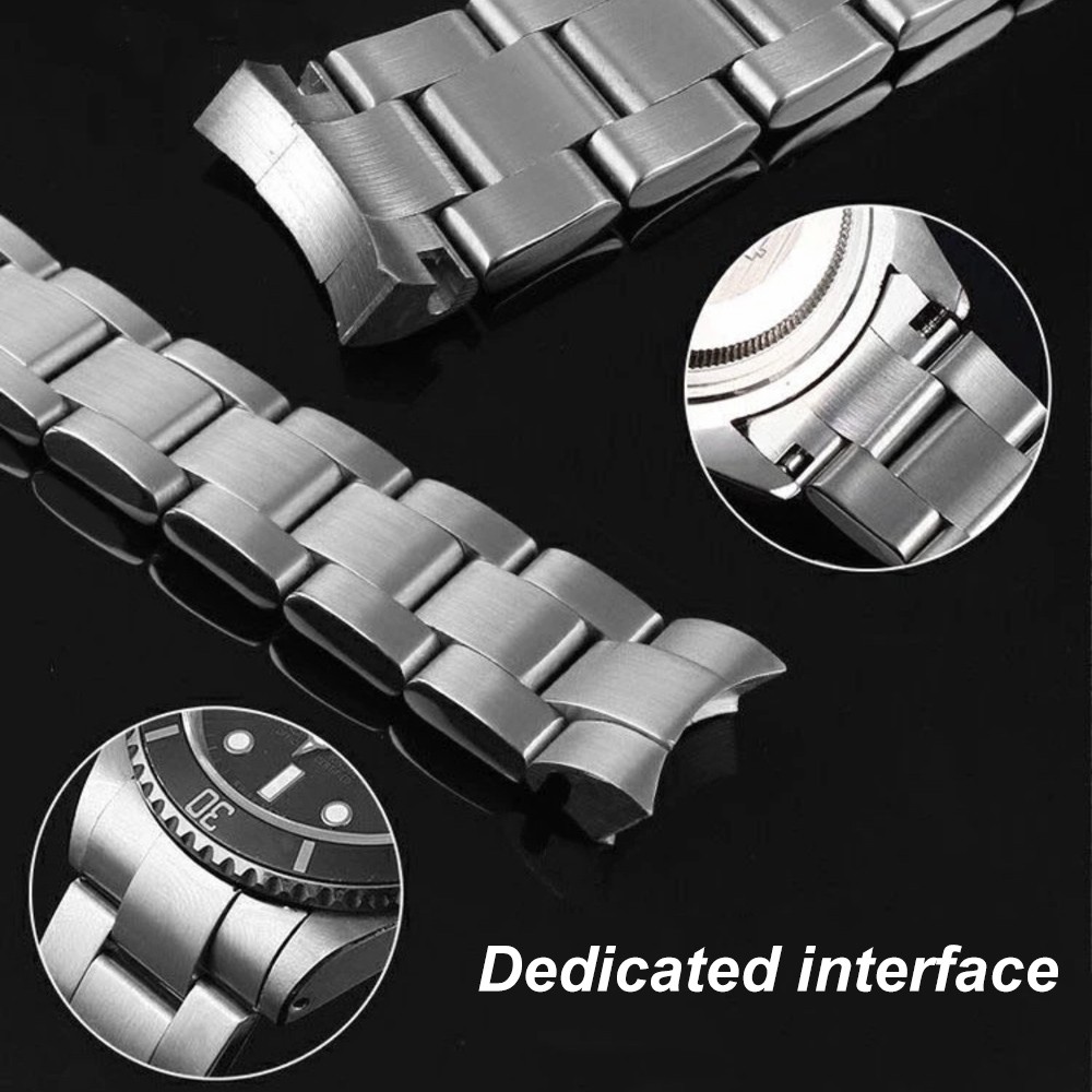 Luxury Solid Stainless Steel Watch Band For Rolex Daytona Ghost Water Submarines Oyster Type Continuous Movement Chain 20 21mm Strap