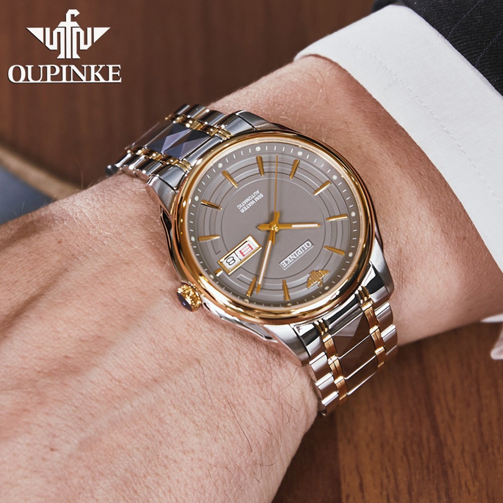 OUPINKE luxury watch men business automatic mechanical watches waterproof stainless steel luxury sapphire mirror watch for men