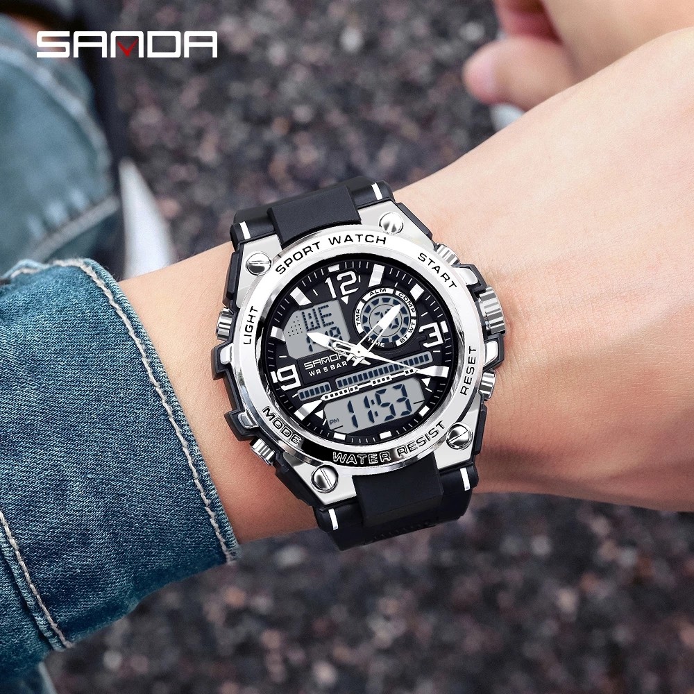 SANDA G Style Men's Digital Watch Military Shock Sports Watches Dual Display Waterproof Electronic Wristwatch Relogio Masculino