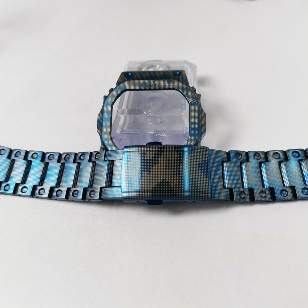 New Ice Blue Camouflage Watches and Bezel for 5600 GWM5610 GW5000 316L Stainless Steel Watch Strap and Cover with Tools
