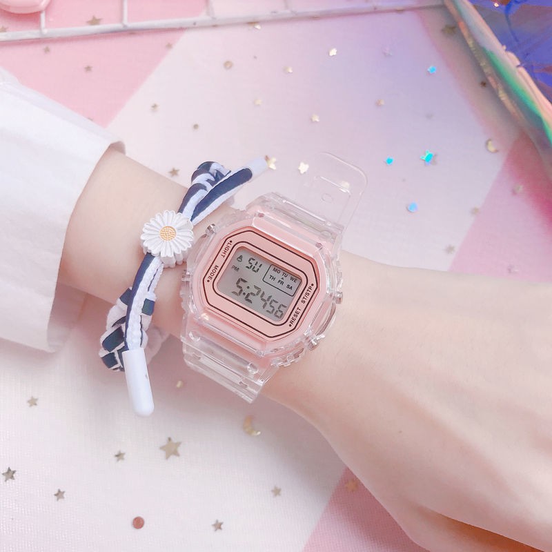 Adjustable Digital Wristwatches for Men Girls Child Trendy BeautyDaily Sports LED Square Waterproof Durable Transparent Watches