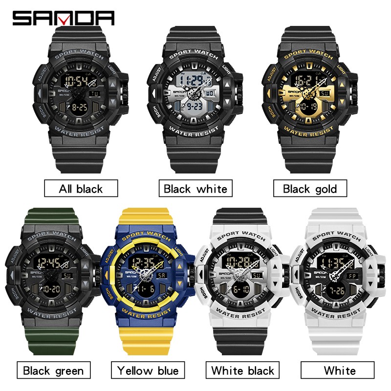 SANDA - Men's Sports Watches, Quartz, Military, Water Resistant, S-Shock, Male